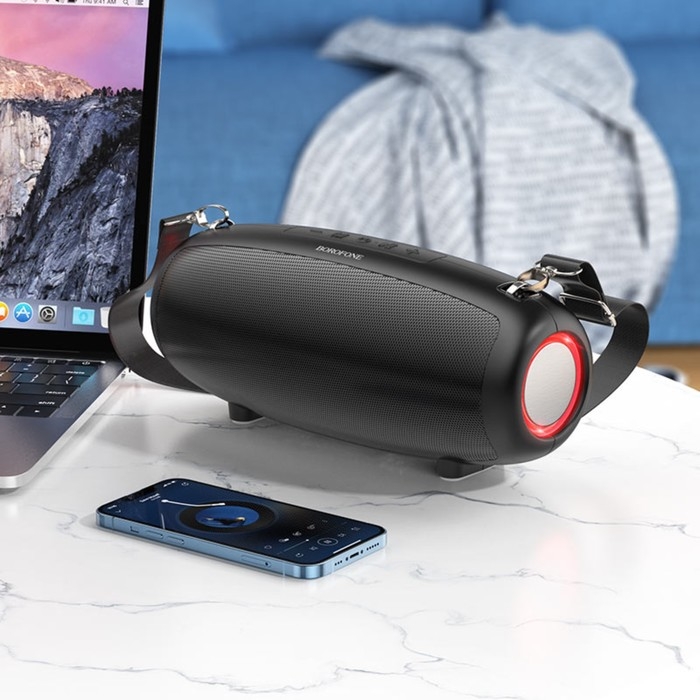 Портативная колонка Borofone модель BP13,10 Вт,1500 мАч,BT5.3,TFcard,USB,AUX,FM-радио,чёрная Портативная колонка Borofone модель BP13,10 Вт,1500 мАч,BT5.3,TFcard,USB,AUX,FM-радио,чёрная