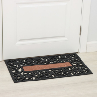 Коврик придверный узорный Доляна &laquo;Welcome. Вензель&raquo;, 45&times;75 см, цвет чёрный