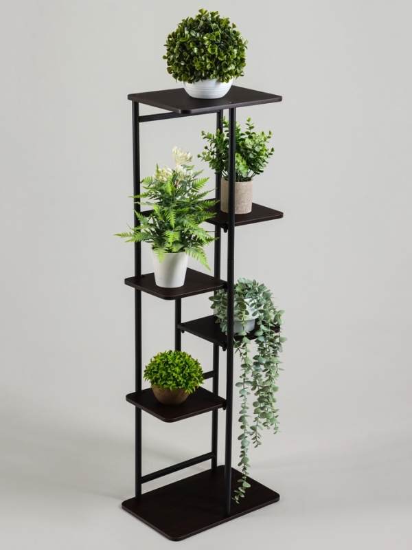 Подставка для цветов Greengo, 6 полок, 36 &times; 23 &times; 106 см, напольная, каркас металл, полки МДФ, чёрная