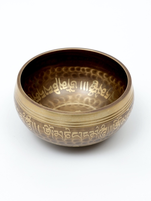 Музыкальный инструмент поющая чаша Music Life, золотистая с узорами, 9 см