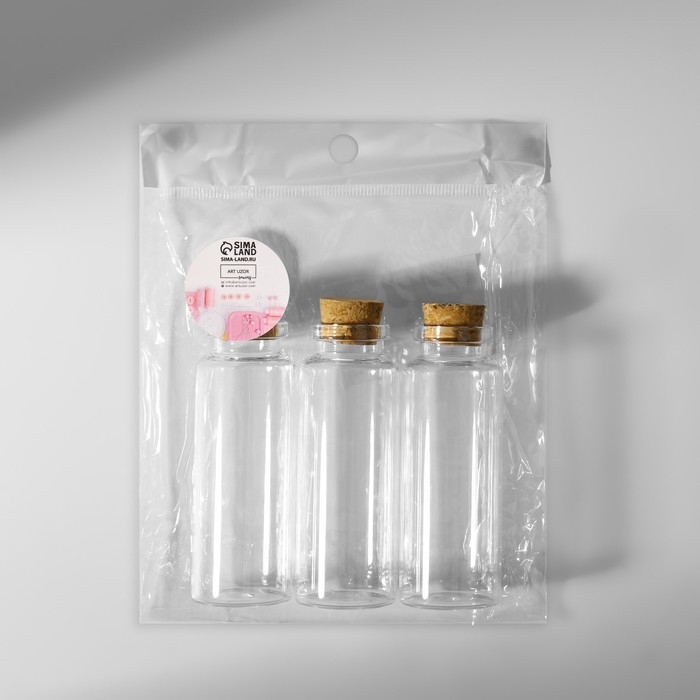 Баночки для хранения бисера, d = 3 &times; 8 см, 3 шт