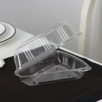 Контейнер для кусочка торта одноразовый, неразьёмная крышка, пластик, 8.5&times;11.5&times;6.5 см, прозрачный