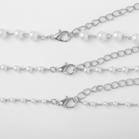 Бусы с жемчугом &laquo;Олимпия&raquo; трио, цвет серебро, 45см