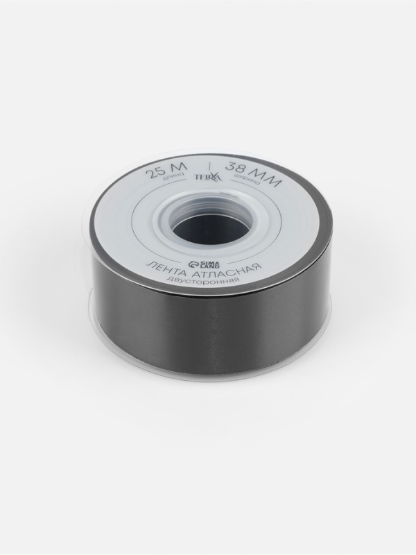 Лента атласная двухсторонняя №0030 38мм*25±1м чёрный TR Лента атласная двухсторонняя №0030 38мм*25±1м чёрный TR