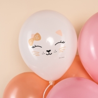Воздушный шар латексный 12" "Кошечка с бантом" ассорти, пастель, 1ст., набор 25 шт., МИКС
