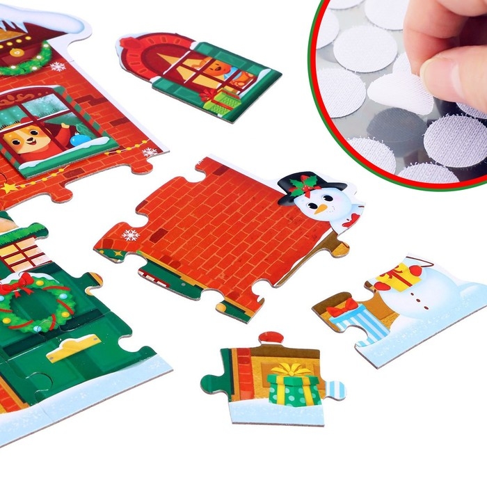 Пазл с липучками &laquo;Новогодний дом&raquo;, 6 липучек, 28 деталей