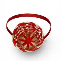 Корзина плетеная 13 х 13 х 9,5 см, ручка h=21 см, красно-белый