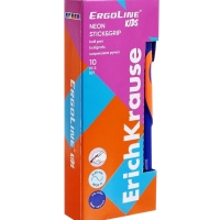 Ручка шариковая ErichKrause ErgoLine Kids Ultra Glide, первоклассника, эргономичный держатель, корпус Soft-touch, узел 0.7 мм, чернила синие, микс