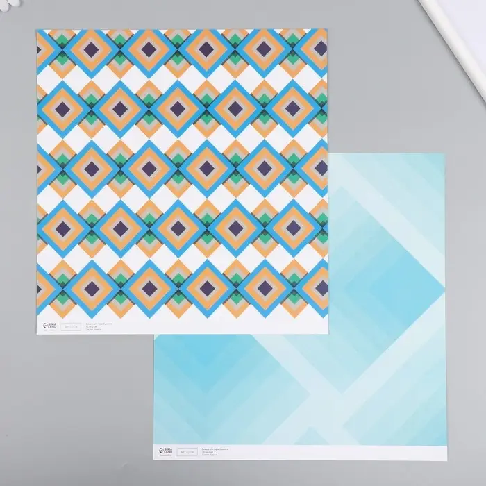 Бумага для скрапбукинга двусторонняя "Ромбы" плотность 180 гр 30,5х32 см