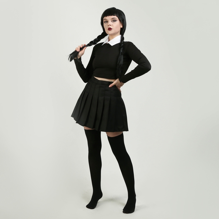 Карнавальный набор &laquo;Мрачная девчонка&raquo;, р. S: парик, юбка, чулки, воротник