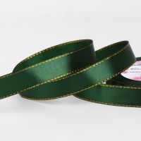 Лента атласная &laquo;Золотые нити&raquo;, 15 мм &times; 23 &plusmn; 1 м, цвет зелёный №049