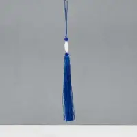 Подвеска текстиль, пластик "Кисть. Лотос" синяя 1,2х2,7х14,5 см
