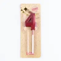 Свеча в торт на шпажке &laquo;Цифра 4&raquo;, красная, 5 см