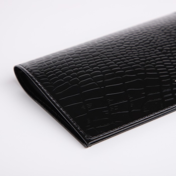 Обложка для паспорта, тиснение, крокодил, цвет чёрный