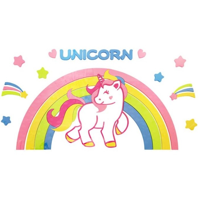 Наклейки интерьерные "Единорог", детский декор на стену, панно 120 х 58 см