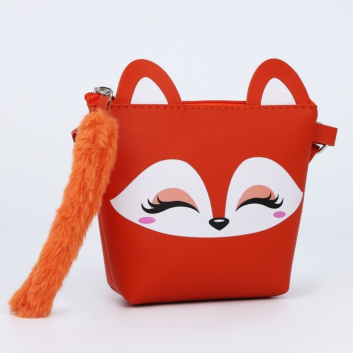 Сумка детская для девочки трапеция &laquo;Лисёнок&raquo; с хвостиком, 18х15х3.5см