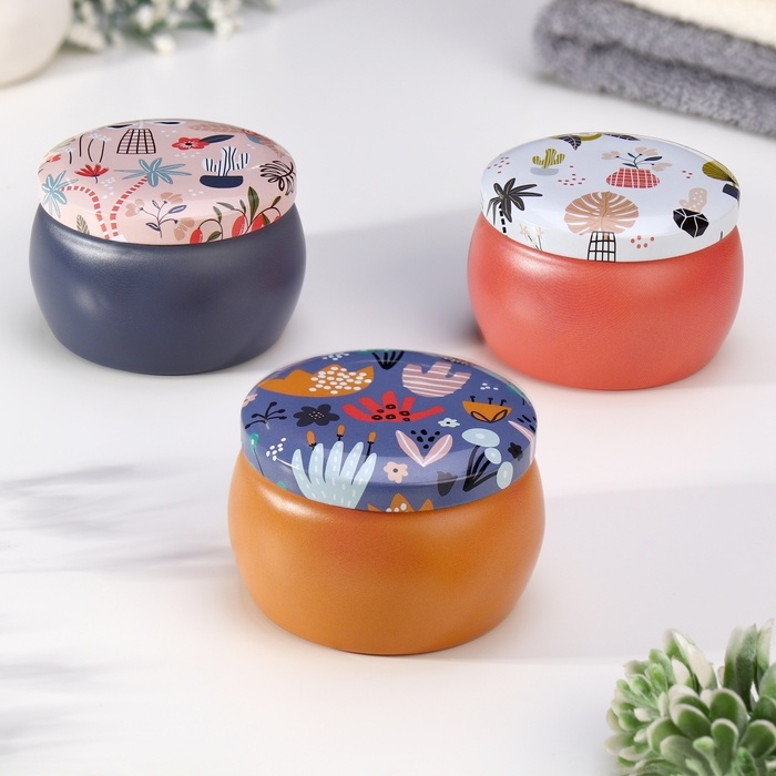 Свеча ароматическая из соевого воска с сухоцветом "Голубые колокольчики", 4,5х6 см, 80 г