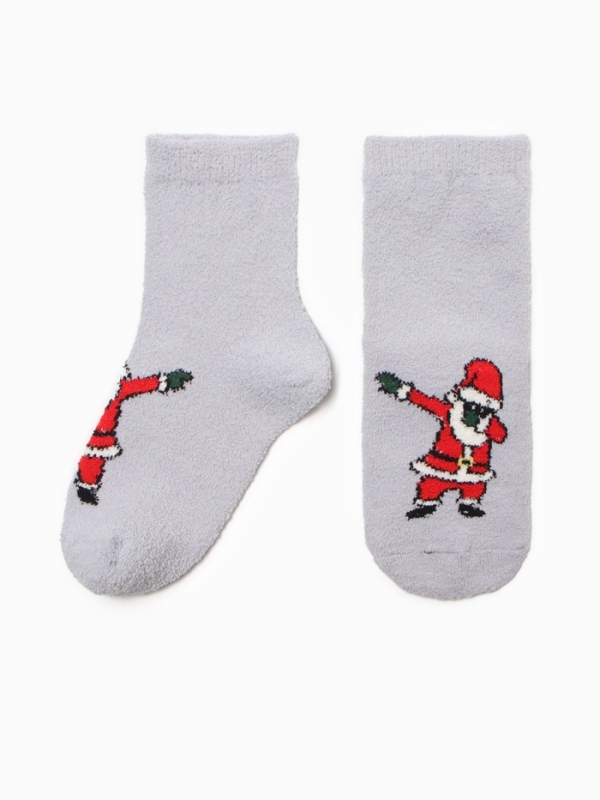 Носки женские новогодние махровые &laquo;Танцующий Дед Мороз&raquo;, серые, размер 36-40