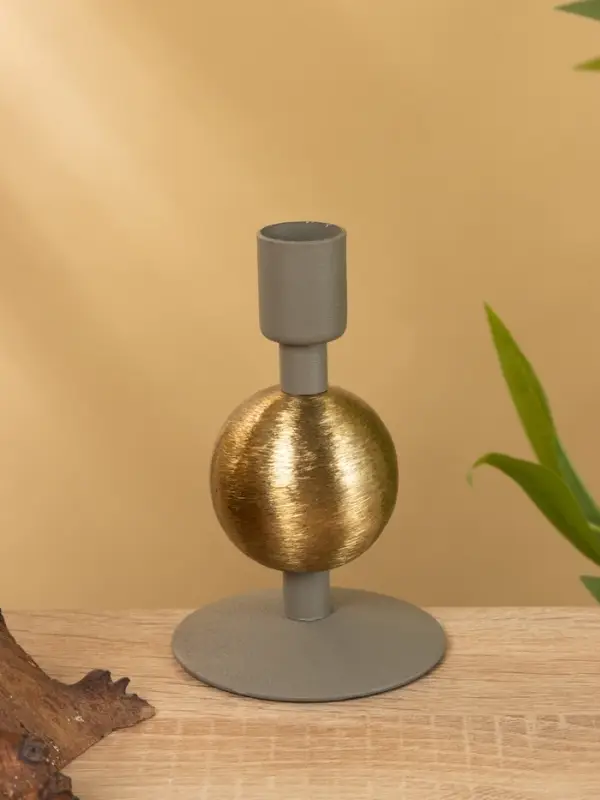 Подсвечник на 1 свечу текстурный "Графитовый" с 1 сферой 7,5х7,5х11,5 см
