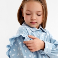 Рубашка детская с воланом KAFTAN р.34 (122-128 см), синий Рубашка детская с воланом KAFTAN р.34 (122-128 см), синий