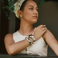 Браслет манжета &laquo;Жемчуг&raquo;, цвет белый в серебре