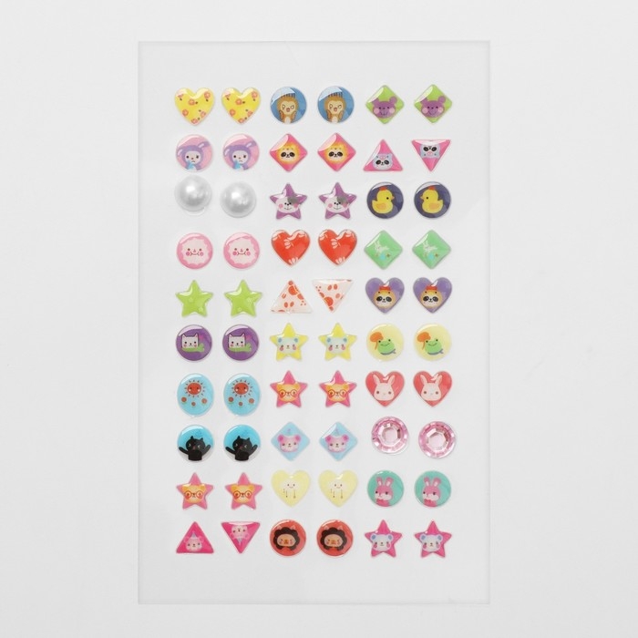 Серьги пластик &laquo;Наклейки&raquo; улыбка, яркие, цветные