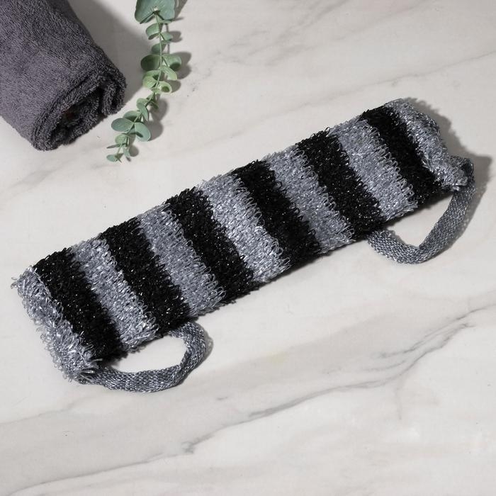 Мочалка для тела Доляна &laquo;Мужская&raquo;, 12&times;45 см, чёрно-белый