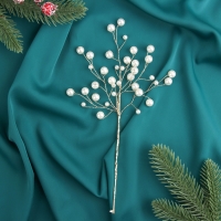 Новогодняя ветка декоративная &laquo;Зимнее волшебство. Хрустальная сказка&raquo;, пластик, 29 см, веточка с жемчугом