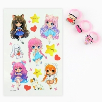 Кольцо 3 шт с тату Cute girl 8 х 12 см