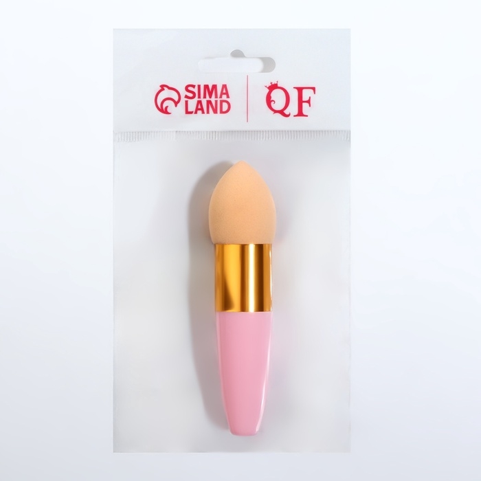 Спонж для макияжа с ручкой &laquo;Капля&raquo;, 10 &times; 2,5 см, цвет бежевый/розовый
