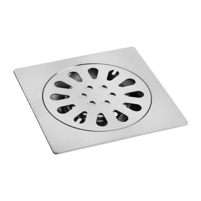 Трап ZEIN engr, 100х100 мм, вертикальный, внеш/внутр d=40/37 мм, нержав сталь, хром