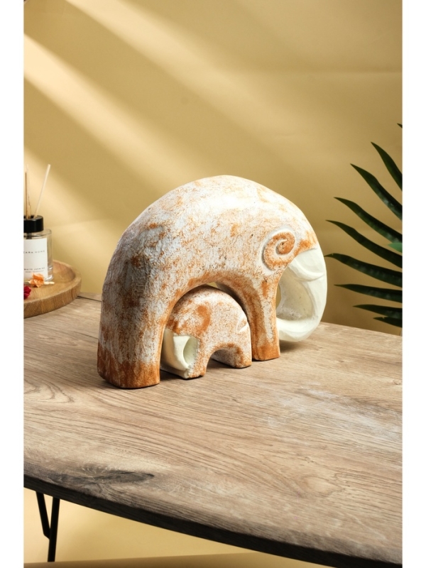 Сувенирный набор "Слониха со слоненком" дерево Албезия, 24х5х18 см, бело-коричневый