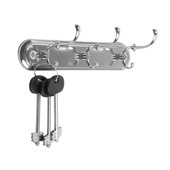 Вешалка ТУНДРА TVT004, металлическая, трёхрожковая, цвет хром