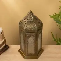 Подсвечник фонарь "Золотое кружево" железо 19,5х19,5х35,5 см