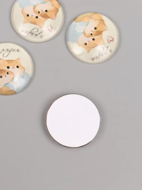 Кабошон стекло для творчества "Круг. Котики. Я рядом" 3х3 см