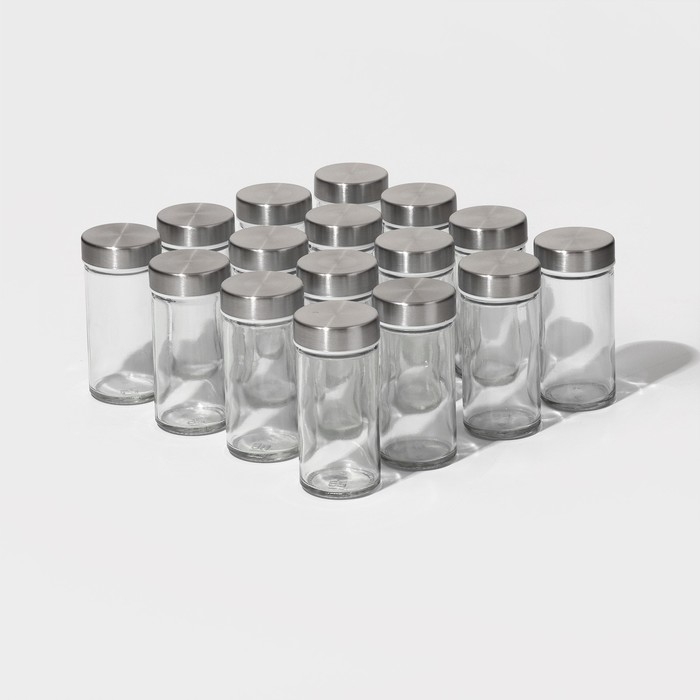 Набор стеклянных баночек для специй на подставке Magistro &laquo;Модерн&raquo;, 16 шт