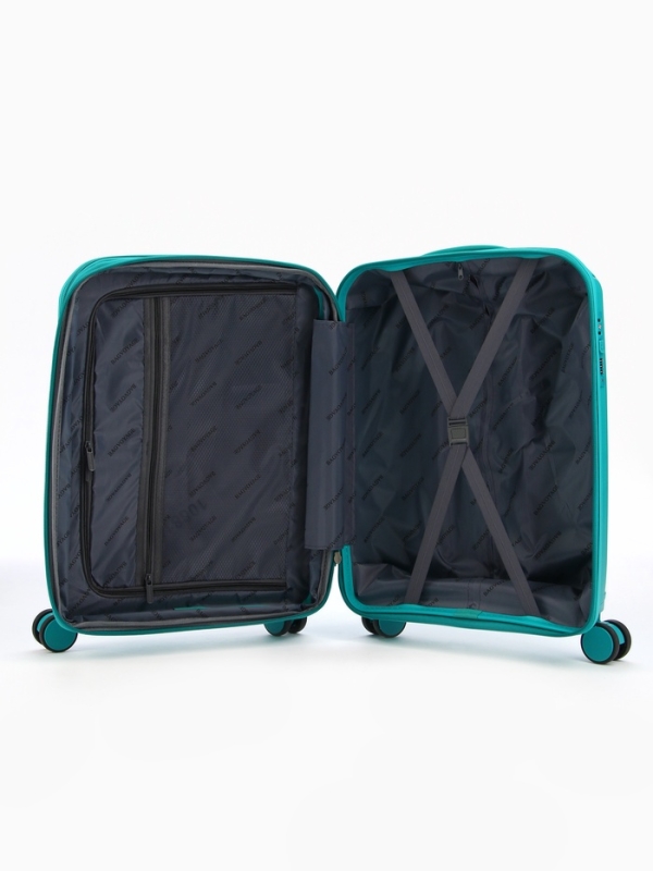 Чемодан 20", PP, 38*22*56, отд на молнии, код замок, 4 колеса, зеленый