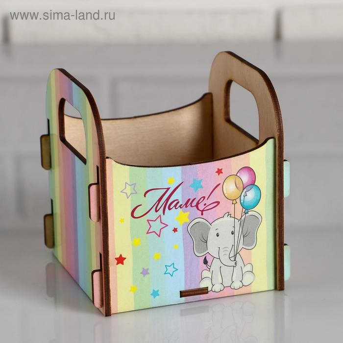 Кашпо деревянное 10.5&times;10&times;11 см подарочное Рокси Смит "Маме! Слоник", коробка