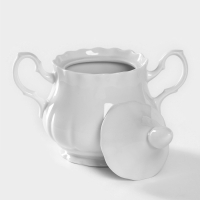 Сахарница фарфоровая &laquo;Романс&raquo;, 550 мл, с крышкой, цвет белый