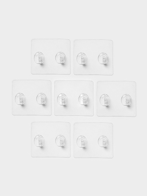 Крючки двойные самоклеящиеся настенные прозрачные, 5,6х5,6 см, 5 шт