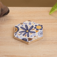 Подставка под горячее (набор 4 шт) "Васильки" дерево манго 15х13х5 см