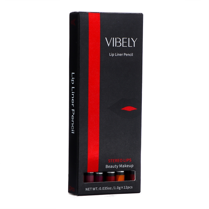 Набор косметических, водостойких карандашей для губ из 12 оттенков