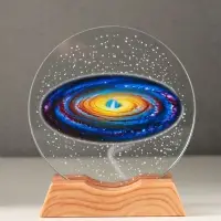 Сувенир стекло свет "Диск. Млечный путь" 5хLED d=10 см, USB, цветной 10х4х11,4 см