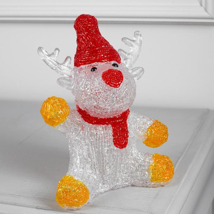 Светодиодная фигура &laquo;Приветливый оленёнок&raquo; 14.5 &times; 20 &times; 8 см, акрил, 10 LED, батарейки ААх2 (не в комплекте), свечение белое