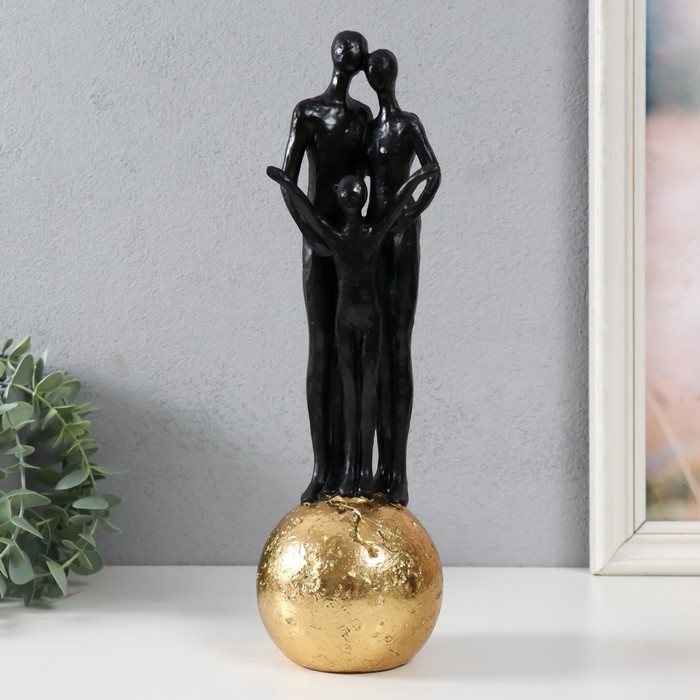 Сувенир полистоун Сувенир полистоун "Абстракция. Семья на шаре" золото с чёрным 9,5х9,5х32 см