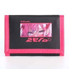 Кошелёк детский на липучке Девочка с розовыми волосами, чёрный цвет Кошелёк детский на липучке Девочка с розовыми волосами, чёрный цвет