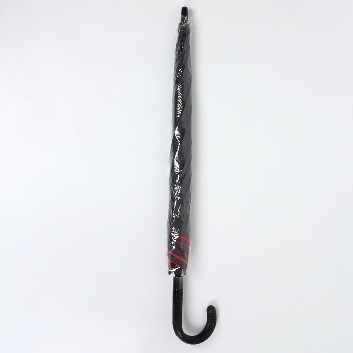 Зонт - трость полуавтоматический &laquo;Однотонный&raquo;, эпонж, двухслойный, 8 спиц, R = 51/60 см, D = 120 см, цвет чёрный/красный