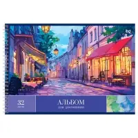 Альбом для рисования А4, 32 листа на гребне, BG &laquo;Пейзажи&raquo;, обложка мелованный картон МИКС