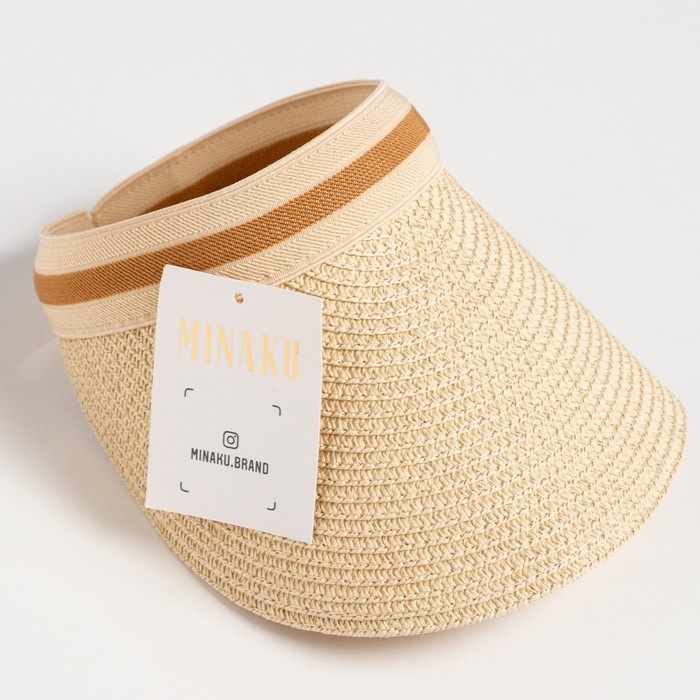 Козырёк женский плетёный MINAKU цвет бежевый, р-р 56-58 Козырёк женский плетёный MINAKU цвет бежевый, р-р 56-58