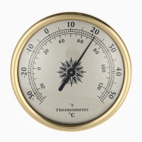Термометр механический, настенный, d=7,2 см, золотая рамка